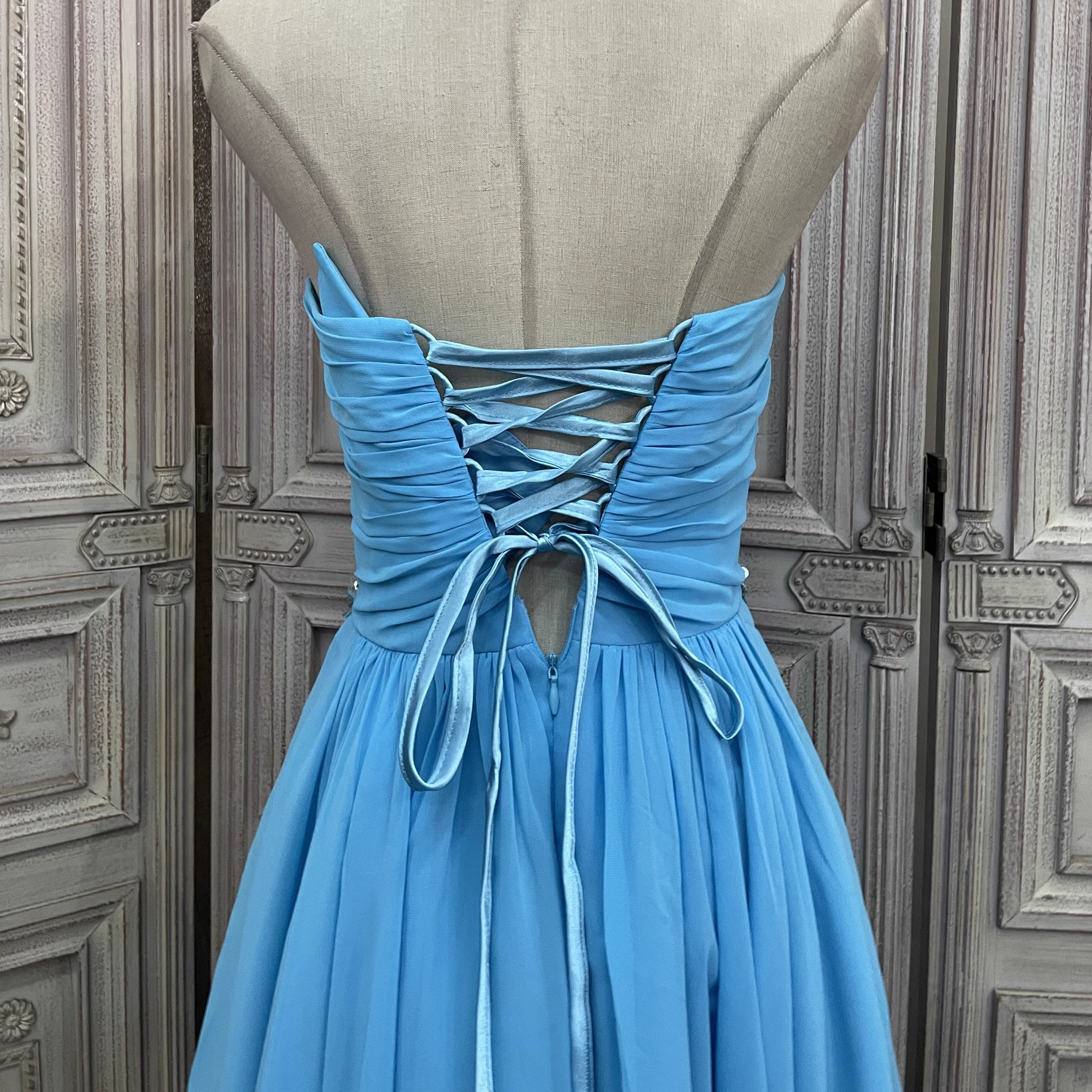 Custom Blue Chiffon Short Dress Manufacturer (2)