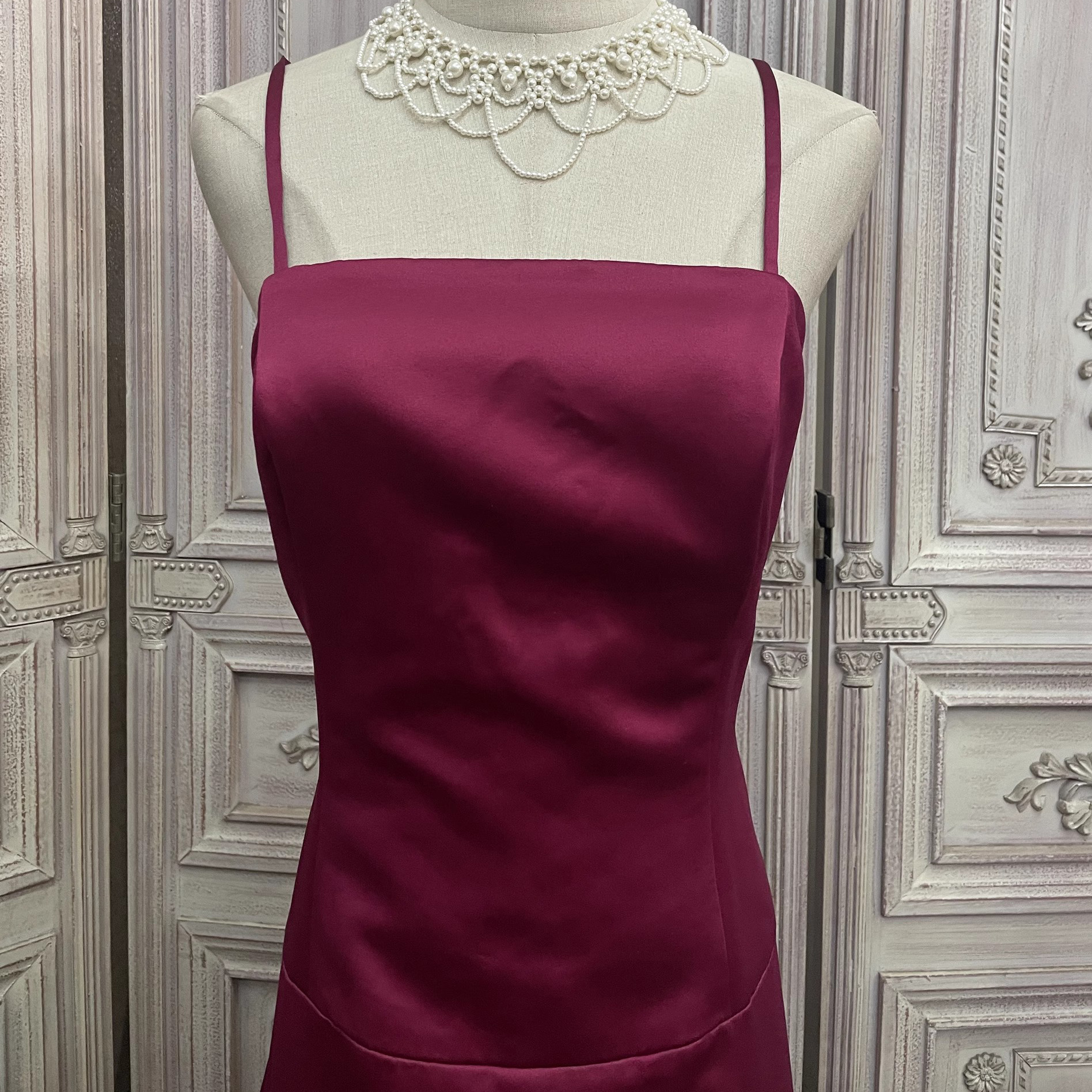 Custom Burgundy Satin Halter Simple Dresses Manufacturer (5)