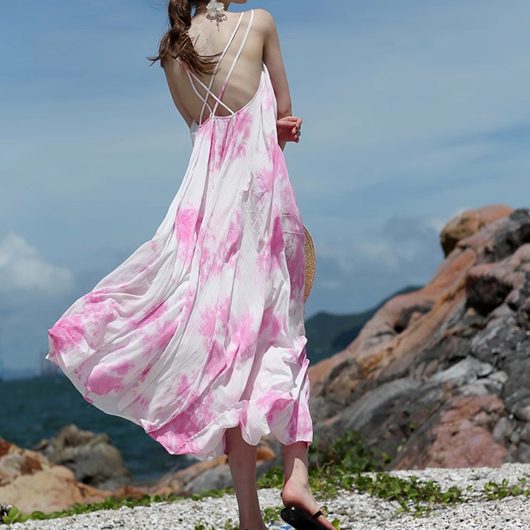 Custom Tie-Dye Boho Backless Dress Manufacturer (5)