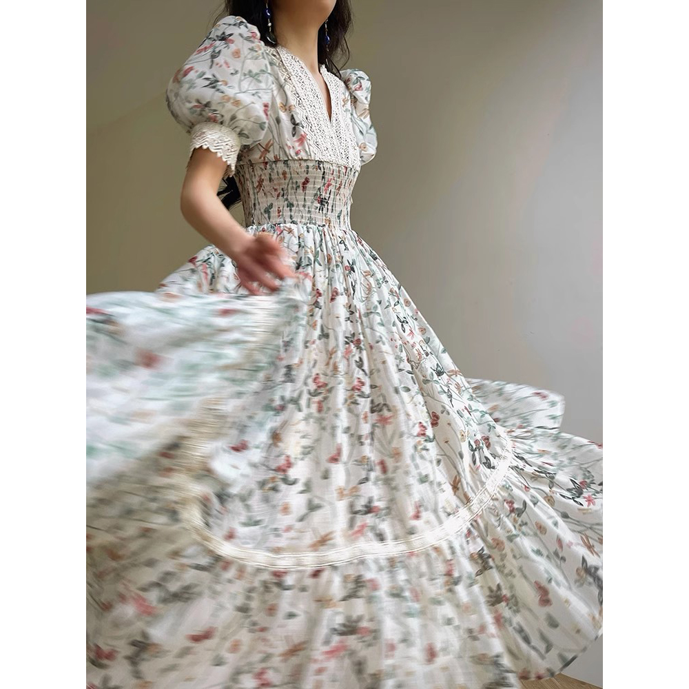 Custom Vintage Printed Lace Dress Manufacturer (5)