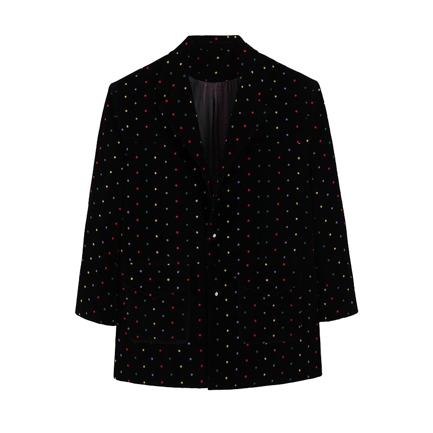 Custom velvet embroidered polka dot suitManufacturer (5)